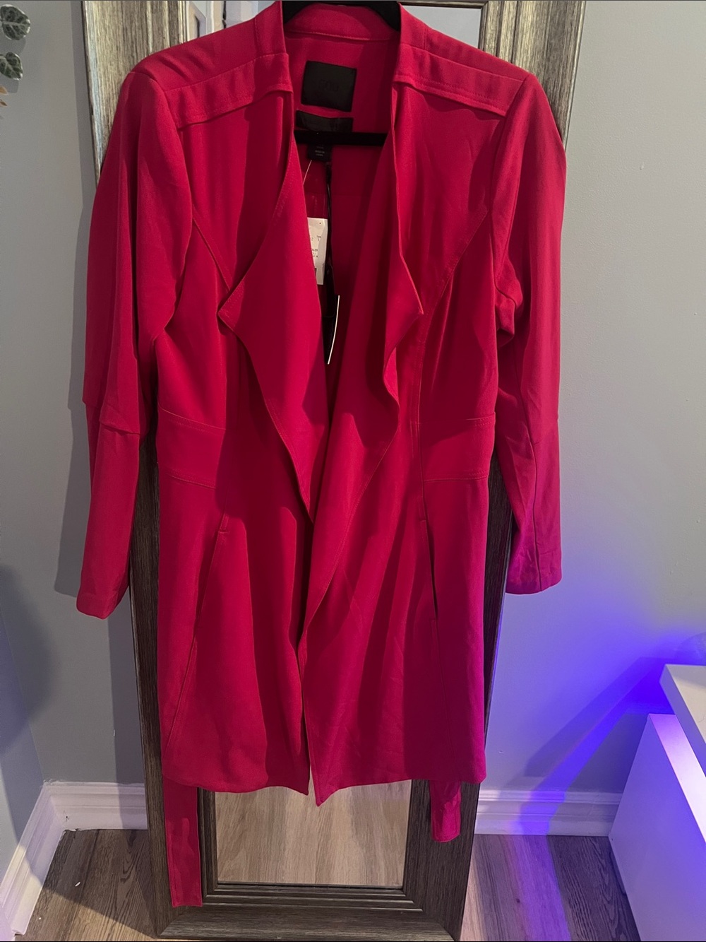 Women’s Fuchsia Open-Front Trench Coat